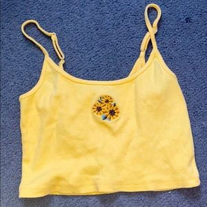 Yellow cropped top with flowers
